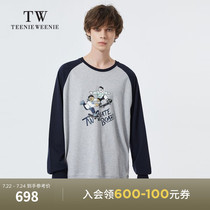 TeenieWeenie bear mens clothing 2021 autumn new long-sleeved round neck letter printing fake two-piece sweater