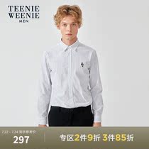 TeenieWeenie Bear mens winter Korean version of fashion handsome casual wild striped long-sleeved mens shirt