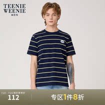TeenieWeenie Bear mens Korean casual stripe embroidery round neck short-sleeved T-shirt summer mens top tide