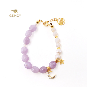 GEMCY天然紫水晶珍珠时尚转运 手链 女款925纯银镀18k金手链饰品