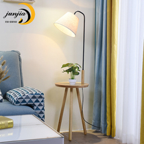 Nordic modern simple floor lamp Creative solid wood table Living room bedroom study Vertical wood led bedside lamp