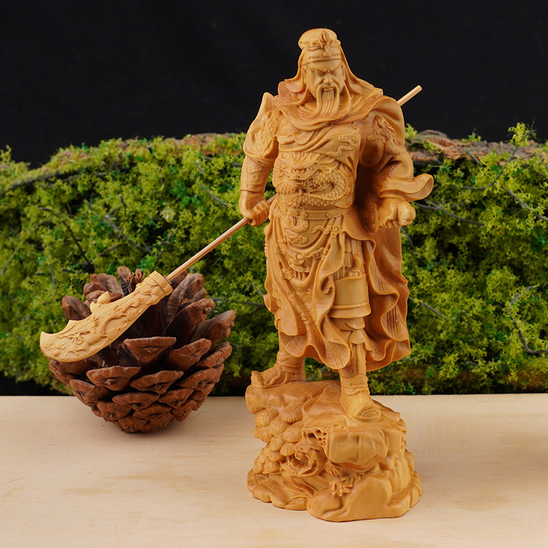 黄杨木雕刻武财神关公神像家居客厅摆件关羽关二爷佛像文玩工艺品