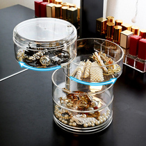 Desktop rotating jewelry box headline whitewashed earring shelf nailed necklace earrings cosmetics storage box