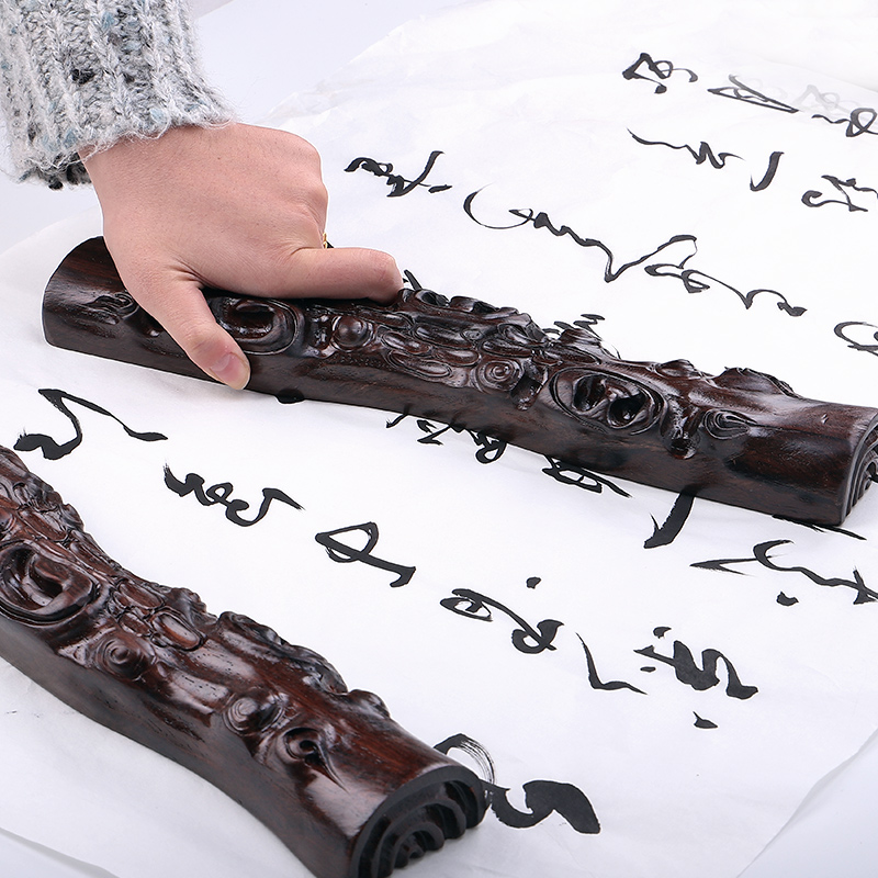 xuanyitang calligraphy ebony wooden paperweight solid wood classical chinese style four treasure town wooden brush calligraphy supplies bla rosewood pressure paper mahogany paperweight