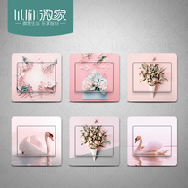 Pink Scenery Creative Personality Nordic Wind Renovation Socket Switch Stickers Self-Adhesive Removable Decorative Wall Sticker