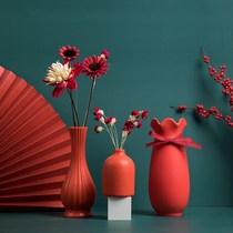 Red Vase Ceramics Simply Modern Fittings Living Room Premium Creative Hydro Flowers New Wedding Festival Bedroom Decoration