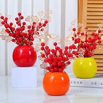 Red Fruit Fat Property Fruit emulation Flower Fake Flowers Furnishing Living-room Simple Atmosphere Flowers Chinese Flowers Family Residence Decoration Flower Bouquet Pendulum Pieces