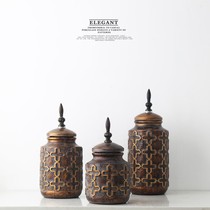 Retro American Swing Course Three Pieces of Old Ceramic Can High-end Creative Accessories Wine Cabinet Living Room