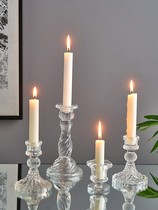 Retro glass candlestick fitting candlestick aromatic atmosphere high-end candlelight dinner props romantic atmosphere arrangement