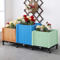Anti-corrosive wood flower case outdoor flower pot indoor balcony planting case Courtyard Vegetable vegetable Vegetable Basin Home Gardening Wood Flower Trough