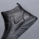 Martin boots men's winter velvet trendy versatile of real boots short boots British style high-top leather shoes warm mid-top leather boots for men