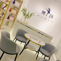 Paint front desk Modern milk tea information desk Imitation marble clubhouse with lights Beauty salon service desk reception desk Environmental protection