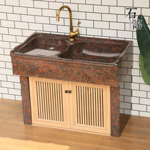 Outdoor laundry pool full stone integrated with washboard household balcony outdoor courtyard stone pool marble laundry trough