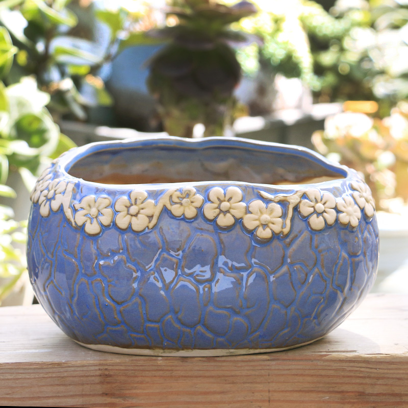 Fleshy flowerpot clearance stoneware size individuality creative contracted green meat meat home flower pot in Korean