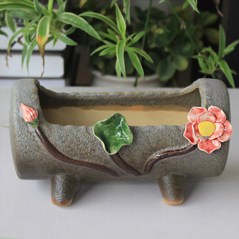 Fleshy flower POTS, large diameter ceramic simple little old running the special offer a clearance package mailed home new coarse pottery plant basin