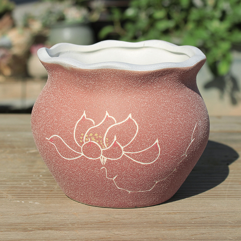 The Fleshy flowerpot creative red clay ceramic dedicated special offer a clearance meat meat the plants breathe freely flower pot in coarse pottery large diameter