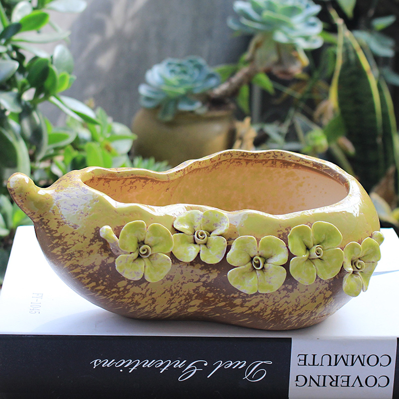 Creative flower POTS, large diameter ceramic basin of large meat meat meat more clearance indoor household air hoist flowerpot restoring ancient ways