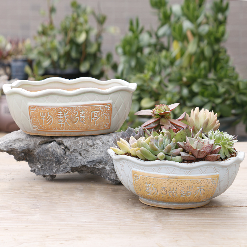 Large fleshy contracted Large caliber flowerpot coarse pottery flowerpot ceramics meaty plant appetizer combination with special offer a clearance