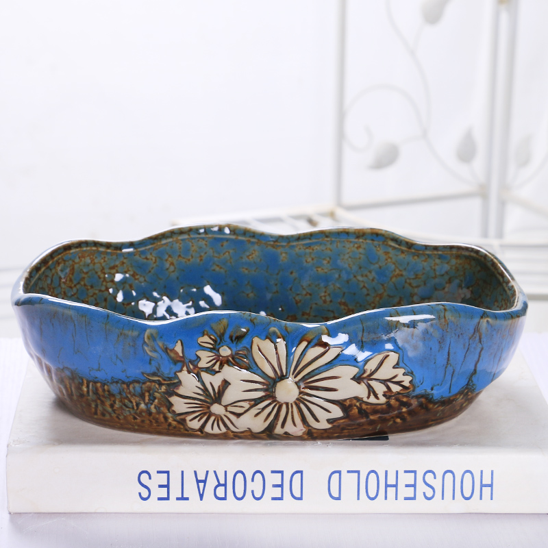 Fleshy flowerpot ceramic up large - diameter household oversized clearance coarse pottery creative meat meat plant spell on sale