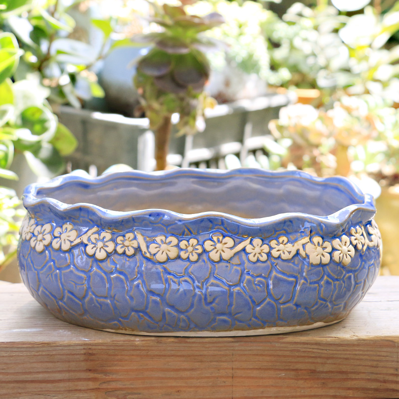 Fleshy flowerpot clearance stoneware size individuality creative contracted green meat meat home flower pot in Korean