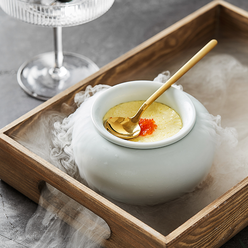 Creative dry ice tableware ceramics sweetmeats cup of yogurt jar club hotel restaurant cuisine molecular tableware artistic conception