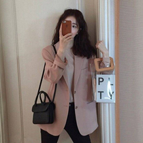 Blazer womens 2020 autumn and winter New Korean retro temperament versatile hanging feeling thin long suit top