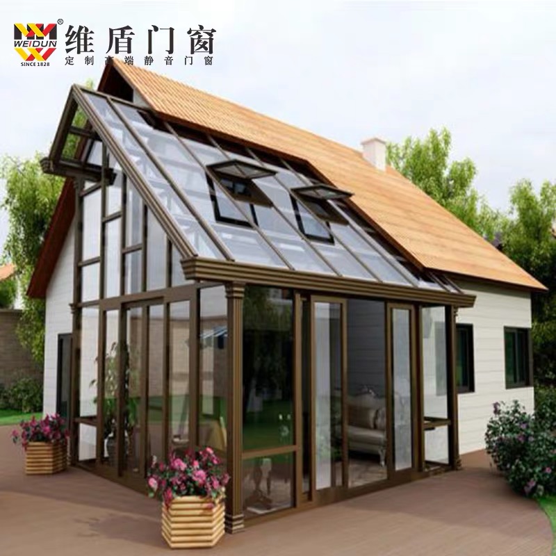 Weidun broken bridge aluminum doors and windows Nanjing Shanghai villa greenhouse sealed terrace glass room Aluminum alloy shading room customization