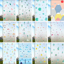 Toilet window frosted glass stickers anti-walking light transmission opaque bathroom anti-peep light shading film window floral paper