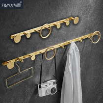 Free hole Nordic Brass hanging hook Coat rack Bedroom wall wall hanging creative net red ins light luxury living room