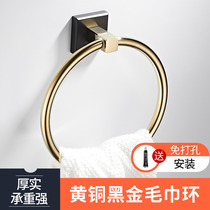 Square and round light extravagant full copper black gold towel ring toilet wall-mounted free of perforated bathroom towels towel hanging
