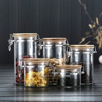 Bamboo Officer Miscellaneous Grain Bottle Glass bottle with covered food sealing canned coffee beans storage tank tea canned