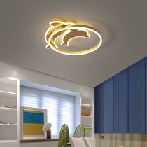 Nordic children's room bedroom lamp girl warmly lavored roof lamp modern simple round dolphin in room lamp