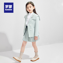 Luomon girl foreign style suit 2021 new childrens blazer jk uniform skirt college style suit spring and autumn