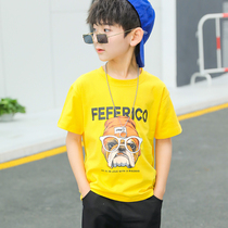 Childrens short-sleeved T-shirt mens summer clothing Korean version 2021 new boys T-shirt middle-aged boy handsome ins tide childrens clothing