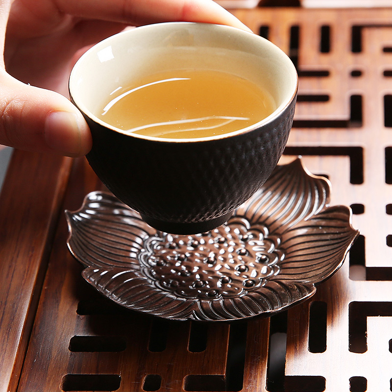 Japanese aluminum cup mat copper art saucer creative insulation pad metal cup antiskid mat kung fu tea accessories