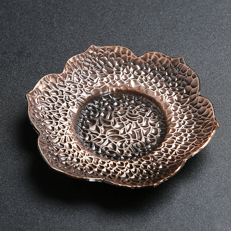 Japanese aluminum cup mat copper art saucer creative insulation pad metal cup antiskid mat kung fu tea accessories