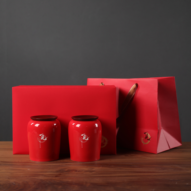 Tea packaging gift box empty the new gm in half jins of green Tea, red Tea pot of ceramic seal pot double pot of custom