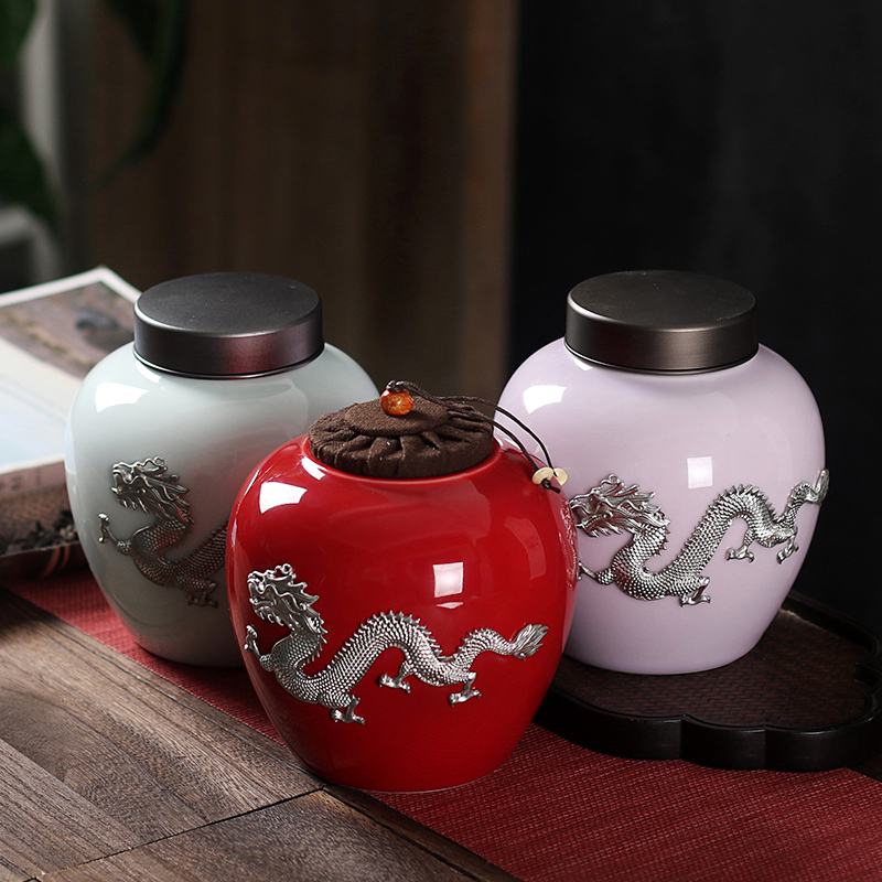 High - grade ceramic tea set tin as cans sealed as cans mini colored enamel storage pu 'er tea packaging tin can customize