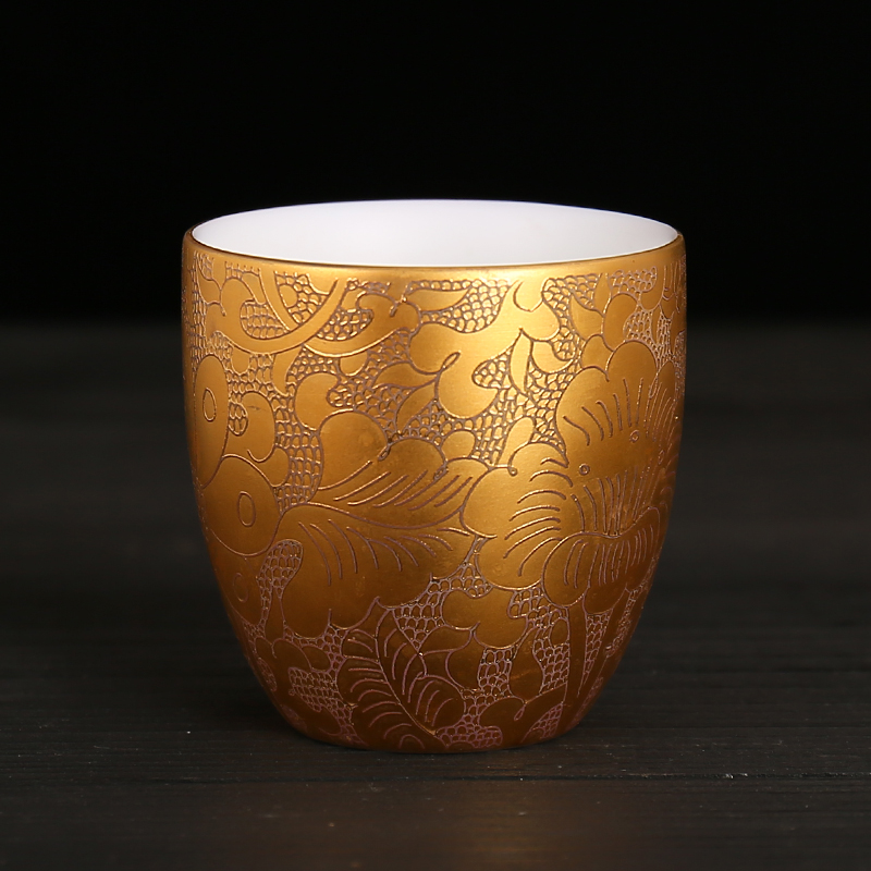 Gold ceramic cups suet jade porcelain pure Gold master single cup Gold sample tea cup home from the small tea cups