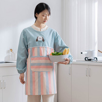 Long sleeve apron female fashion home kitchen waterproof and oil-proof cute Japanese Korean cooking belt sleeve sleeve cover