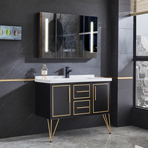 Light luxury solid wood bathroom cabinet combination Intelligent mirror cabinet Bathroom sink Hand wash basin cabinet Bathroom floor-standing