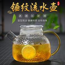 Light Mingxuan explosion-proof hammer pattern cold water kettle High temperature resistant thickened glass cold water kettle Household set large capacity tea kettle