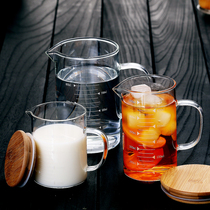 Transparent glass metering cup Household heat-resistant scale cup with handle Microwave oven childrens milk cup Water cup glass