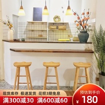 Log bar chair modern minimalist bar chair high-legged bar stool Nordic office front desk bar chair casual household dining chair