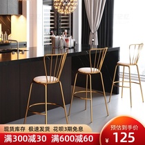 Bar chair Nordic simple bar chair backrest high stool Household dining chair European milk tea leisure creative bar chair