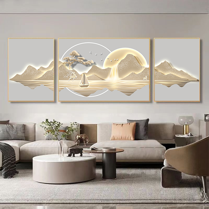 客厅装饰画2025新款轻奢高级感现代壁画大气沙发背景墙挂画工艺画