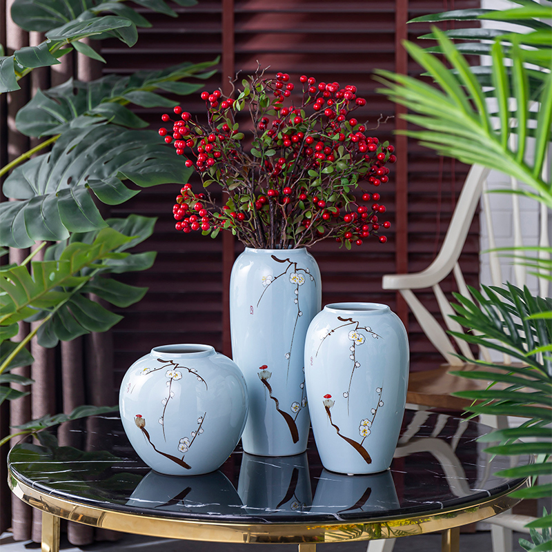 The Modern new Chinese vase household TV ark, porch place jingdezhen ceramic dry flower arranging flowers sitting room adornment