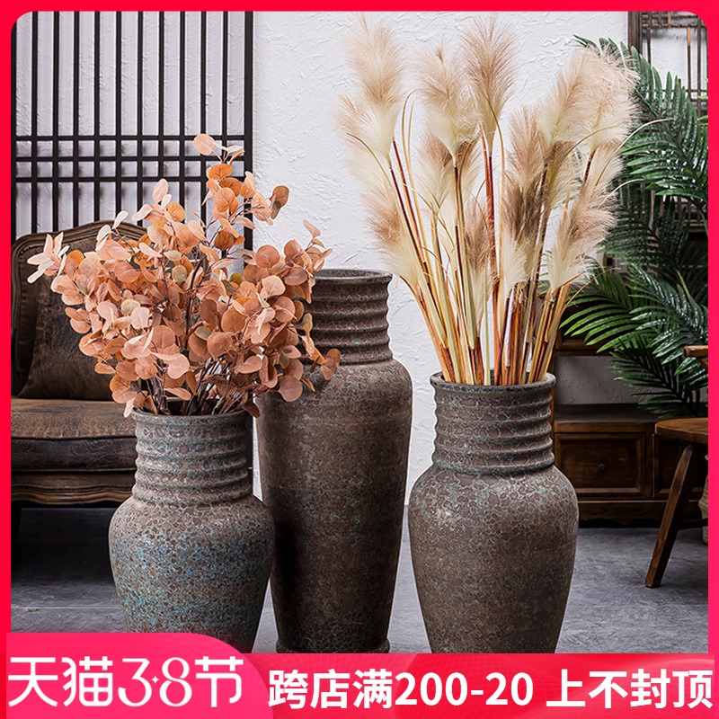 Jingdezhen manually restoring ancient ways is archaize of coarse pottery unearthed dry flower vase meaty plant flower pot zen home stay facility