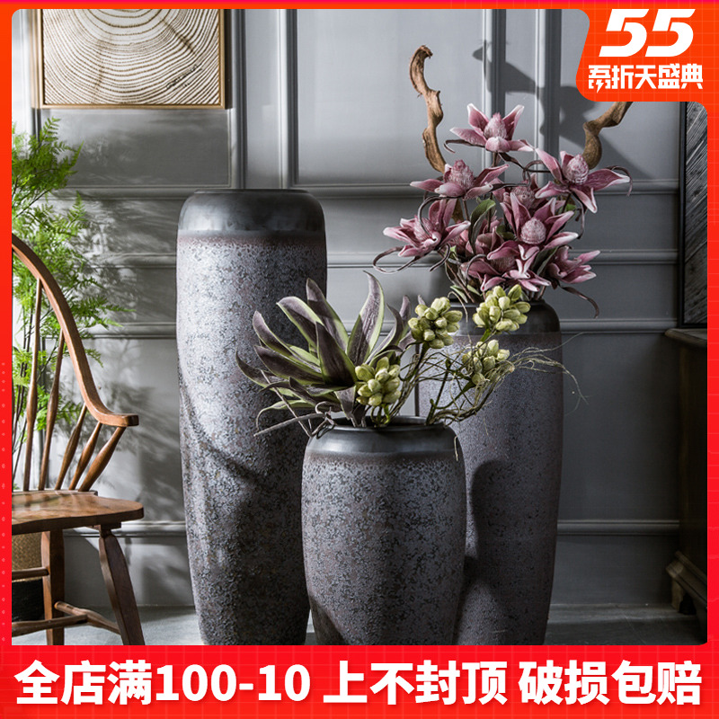 Ceramic heavy ground vase jingdezhen hotel lobby furnishing articles furnishing articles pottery flower arranging device villa the mock up room