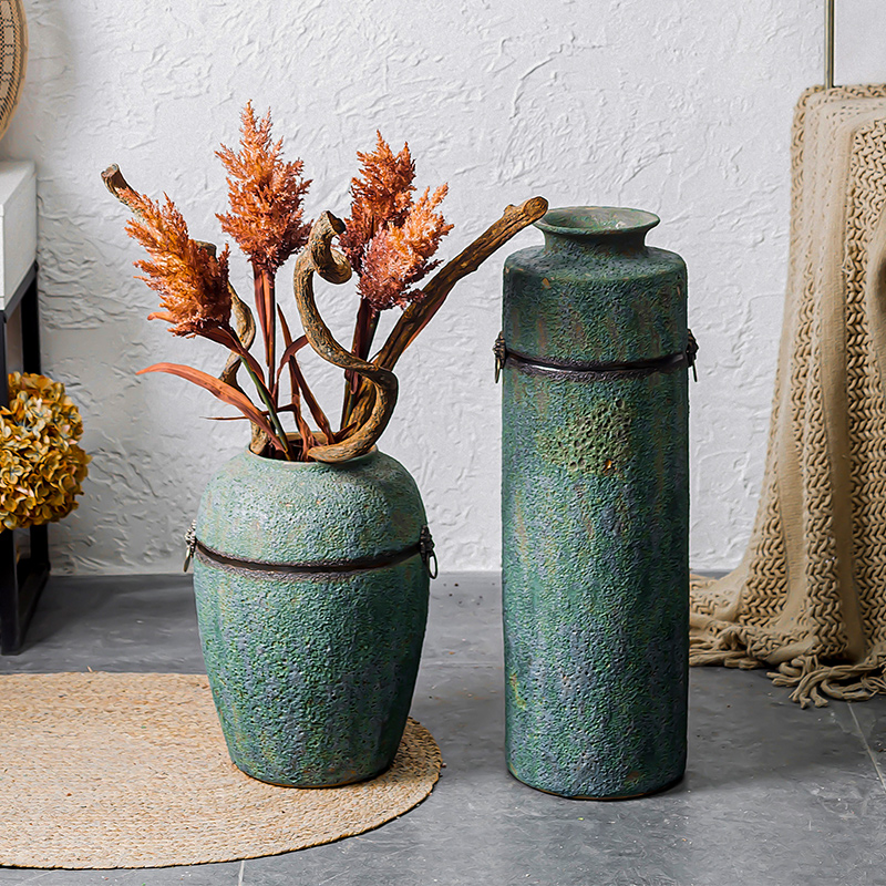 Restore ancient ways the ground vases, antique bronze, ceramic flower implement do old blue glaze Chinese wind furnishing articles drama props vase